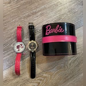 BARBIE 2 Watches Pink and Black with case